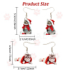 ANATTASOUL 2 Pairs 2 Style Christmas Hat with Cat Acrylic Dangle Earrings EJEW-AN0002-37-2