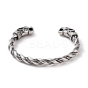 304 Stainless Steel Dragon Open Cuff Bangle for Men Women BJEW-M230-07AS-3