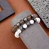 Natural White Jade Round Beaded Stretch Bracelet BJEW-SW00077-12-4