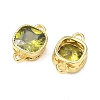 Brass Pave Cubic Zirconia Square Connector Charms KK-P348-06G-02-2