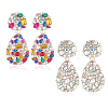 2 Pairs 2 Colors Rhinestone Teardrop Dangle Stud Earrings EJEW-AN0001-95-1