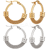2 Pairs 2 Colors 304 Stainless Steel Mesh Chains Hoop Earrings EJEW-BBC0001-73A-1