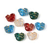 Baking Paint and Golden Metal Enlaced Glass Beads DGLA-T004-28M-1
