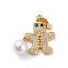 Santa Claus Brass Micro Pave Cubic Zirconia Pendants KK-Q010-03G-1