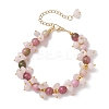 Brass & Natural Mixed Gemstone Chip & Round Beads Bracelets for Women BJEW-JB13151-01-2