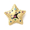 Rack Plating Brass Micro Pave Clear Cubic Zirconia Charm KK-U027-18G-1