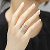 Non-Tarnish Adjustable 304 Stainless Steel Woven Web/Net with Feather Ring LS-RJEW-F149-05P-4