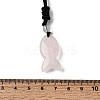 Natural Rose Quartz Fish Pendant Black Nylon Cord Necklaces NJEW-G185-01G-5