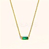 Birthstone Style Brass Cubic Zirconia Rectangle Pendant Necklaces for Women FS-WGDF12C-05-1