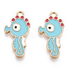 Light Gold Plated Alloy Enamel Pendants X-ENAM-T009-77B-RS-2