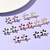 Flower Brass Cubic Zirconia Stud Earrings EJEW-P336-06G-1