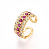 Brass Micro Pave Cubic Zirconia Cuff Rings for Women KK-T074-24G-4