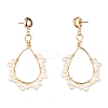 Teardrop Natural Pearl Beads Dangle Stud Earrings for Girl Women EJEW-JE04682-3