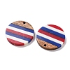 Independence Day Opaque Striped Resin & Walnut Wood Pendants RESI-U010-02R-2