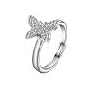 Adjustable Brass Pave Cubic Zirconia Enamel Rotating Finger Rings for Women FS-WGAC909-01-3