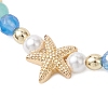 Starfish Natural Agate & Amazonite & Shell Pearl Beads Braided Bead Bracelets for Women BJEW-JB12765-01-3