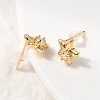 Brass Micro Pave Clear Cubic Zirconia Star Stud Earrings EJEW-C158-09G-3