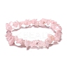 Natural Rose Quartz Chips Beaded Stretch Bracelet for Women PW-WG72437-04-1