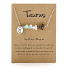 Natural Tiger Eye & Aquamarine & Quartz Crystal Chip & Alloy Constellation Pendant Necklaces WGB0CBC-03-1