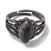 Natural Gemstone Horse Eye Adjustable Rings RJEW-K271-05R-4