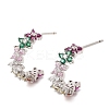C-Shaped Brass Micro Pave Cubic Zirconia Stud Earrings EJEW-H180-23P-4
