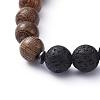 Natural Wood Beads Stretch Bracelets BJEW-JB05231-01-3