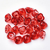 4-Petal Transparent Spray Painted Glass Bead Caps GGLA-S054-009A-03-1