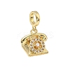 Brass Micro Pave Clear Cubic Zirconia and ABS Imitation Pearl European Dangle Charms KK-Q068-12G-1