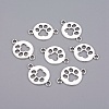 Tibetan Style Flat Round with Dog  Paw Print Alloy Links connectors X-TIBE-Q045-04AS-RS-1