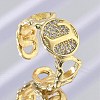 Brass Micro Pave Clear Cubic Zirconia Open Cuff Rings for Women RJEW-K289-02G-L-1