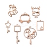 Zinc Alloy Open Back Bezel Pendants PALLOY-MSMC011-07RG-RS-2