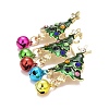 Christmas Tree with Bell Enamel Pin with Rhinestone JEWB-A004-27G-2