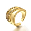 Rack Plating Brass Micro Pave Clear Cubic Zirconia Cuff Finger Rings for Women RJEW-M028-29G-2