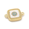 Brass Micro Pave Clear Cubic Zirconia Connector Charms KK-M303-04G-03-2
