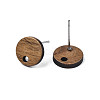 Walnut Wood Stud Earring Findings MAK-N032-043A-2