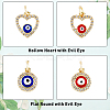 DICOSMETIC 8Pcs 4 Styles Evil Eye Brass Micro Pave Clear Cubic Zirconia Charms KK-DC0002-64-3