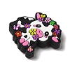 Dairy Cattle Cow Calf with Various Colors Small Flowers Silicone Focal Beads SIL-M006-03B-2