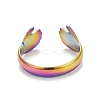 Ion Plating(IP) Rainbow Color 304 Stainless Steel Double Hand Hug Open Cuff Ring for Women RJEW-C025-08A-M-3