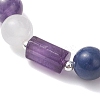 Natural Amethyst & Quartz Crystal & Blue Aventurine Beads Stretch Bracelets for Women BJEW-TA00704-02-3