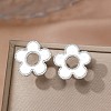 304 Stainless Steel Flower Stud Earrings LS-EJEW-F398-02P-1