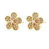 Flower Brass Micro Pave Clear Cubic Zirconia Stud Earrings EJEW-H162-03G-4