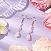 Teardrop Shell Pearl & Brass Dangle Earrings for Women EJEW-TA00513-2