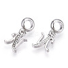 Platinum Rack Plating Alloy Rhinestone European Dangle Charms PALLOY-T048-36P-N-2
