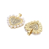 Brass Pave Clear Cubic Zirconia With ABS Imitation Pearl Beads Pendants KK-U009-03G-2