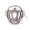 201 Stainless Steel Crown Thick Finger Ring for Women RJEW-G266-39P-1