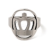 Non-Tarnish 201 Stainless Steel Crown Thick Finger Ring for Women RJEW-G266-39P-1