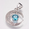 Brass Micro Pave Cubic Zirconia Pendants ZIRC-E147-57P-1