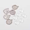 Flower Alloy Pendant Cabochon Settings and Half Round/Dome Clear Glass Cabochons DIY-X0221-AS-FF-1