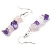 Natural Rose Quartz & Amethyst Chip Dangle Earrings Set EJEW-JE06246-01-4