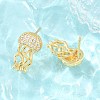 Brass Micro Pave Cubic Zirconia Stud Earrings EJEW-G471-19P-2